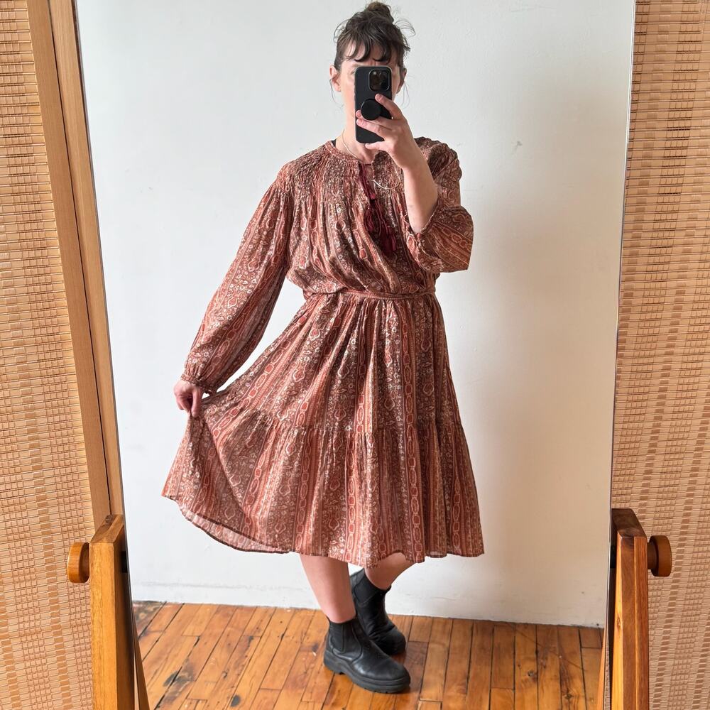 DÔEN Paisley Mountain Midi Dress in Earth Mandevilla Vine